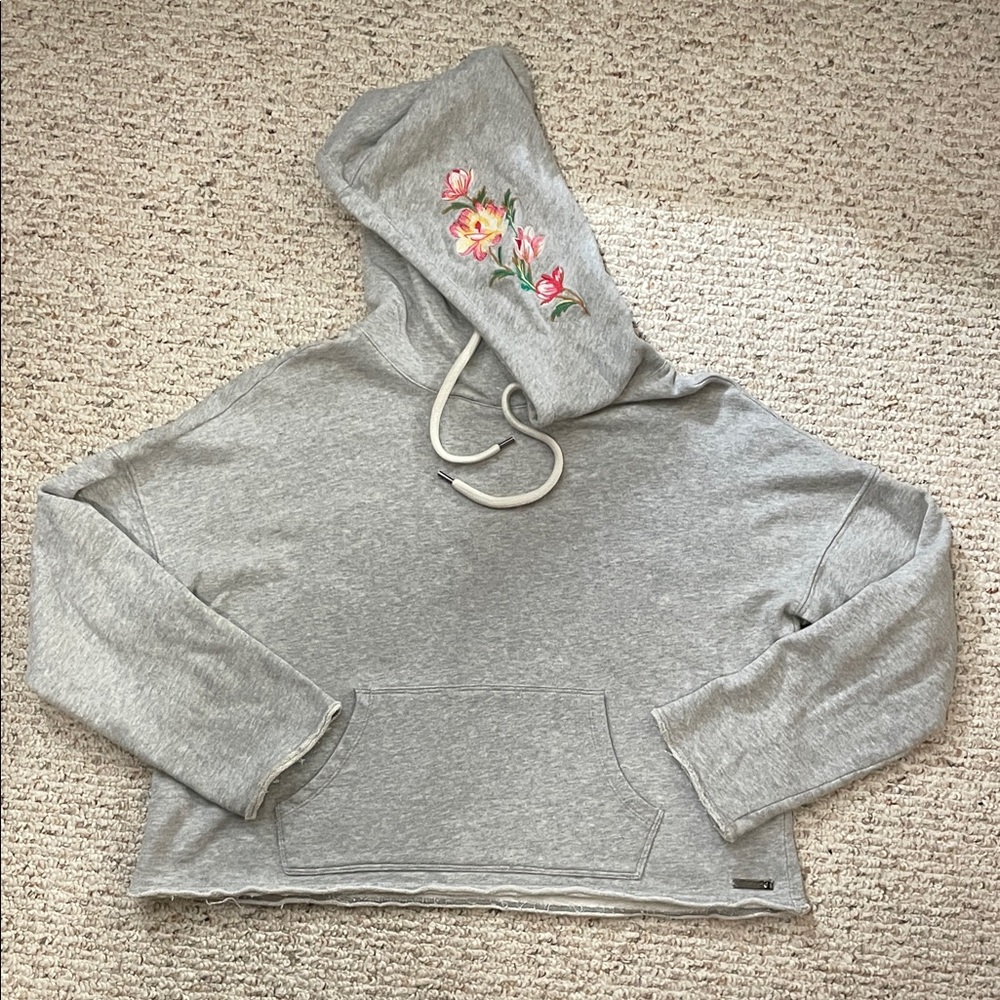 Betsey Johnson vintage gray cropped hoodie, oversized, XS, great condition